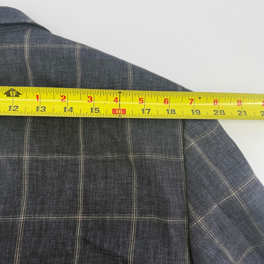 Nordstrom Mens Shop 44R Blue Linen Windowpane Blazer Ormezzano Italy Fabric - Picture 14 of 15
